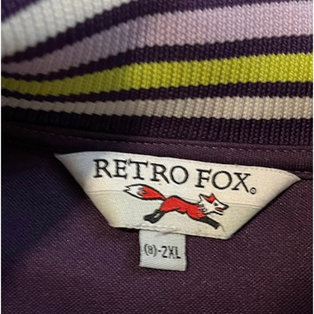 RETRO FOX Womens Size 2XL Athletic Style Jacket Purple and White Front Pockets